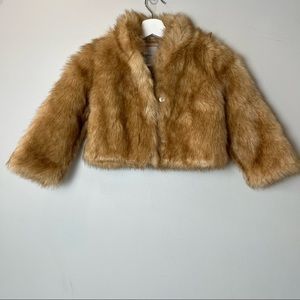 Janie and Jack Faux Fur Brown Cropped Jacket